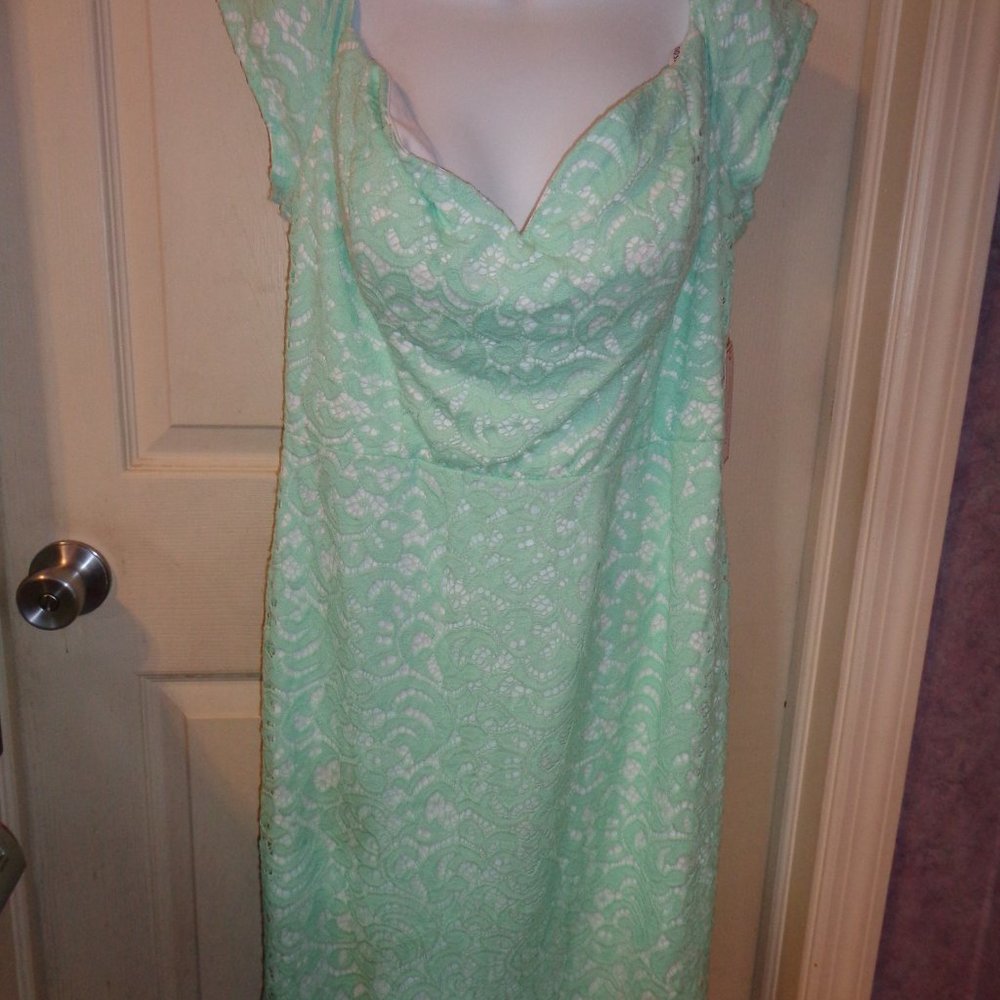 MINT AND WHITE SUMMER DRESS SIZE 16 BY BISOU BISOU MICHELE BOHBOT NEW W TAGS